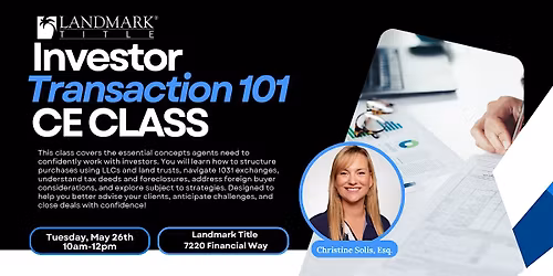 Investor Transaction 101 CE Class
