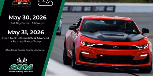 SCDA Track Day at Pocono Raceway 5\/30-5\/31 2026