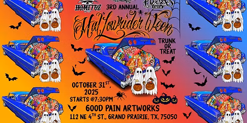 Grand Prairie Trunk or Treat: 3rd Annual "Hal-Lowrider-Ween" at Good Pain Artworks