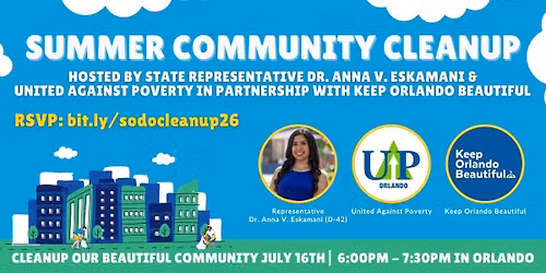 Summer Community Cleanup with Team Anna, United Against Poverty, & Keep Orlando Beautiful