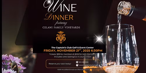 Wine Dinner Featuring Celani Family Vineyard