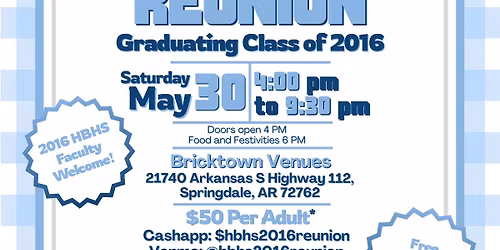 Har-Ber Highschool Class of 2016 10 Year Reunion.