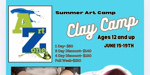 Teen Clay Art Camp: June 15-19