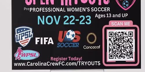 Carolina Crew FC pre PROFESSIONAL WOMEN\u2019s Soccer \u26bd\ufe0f Tryouts!
