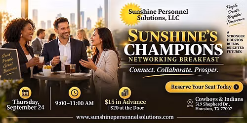 Sunshine\u2019s Champion\u2019s Networking Breakfast