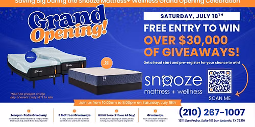 Snooze Mattress + Wellness Grand Opening!