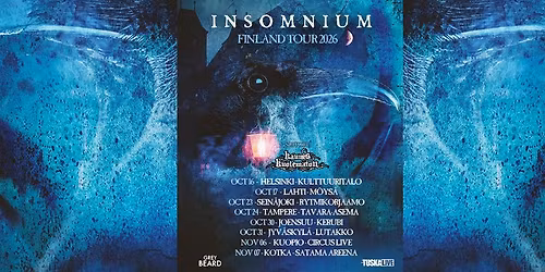 TuskaLive: Insomnium 16.10.2026, Kulttuuritalo, Helsinki