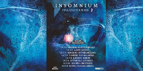 TuskaLive: Insomnium 16.10.2026, Kulttuuritalo, Helsinki