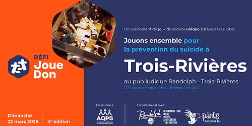 D\u00e9fi Joue Don - Pub ludique Randolph Trois-Rivi\u00e8res