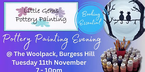 Adults Pottery Painting Evening @ The Woolpack, Burgess Hill