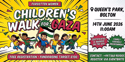 Children\u2019s Walk for Gaza in Bolton Queen's Park