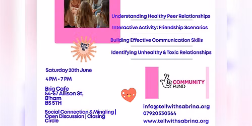 \u201cGirl Glow\u201d Healthy Peer Relationships Workshop (Young Women 16-25)