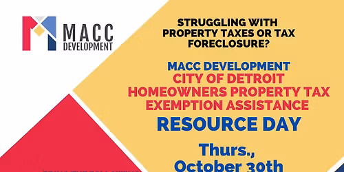 City of Detroit Homeowners Property Tax Exemption Assistance Resource Day