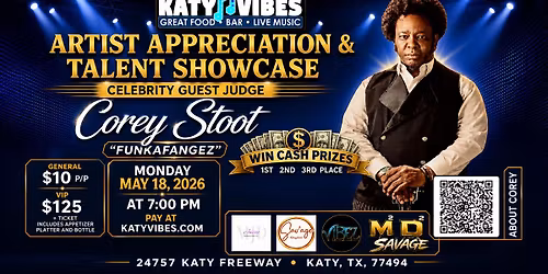 \ud83c\udfa4 Artist Showcase with Corey Stoot at Katy Vibes! \ud83c\udfa4