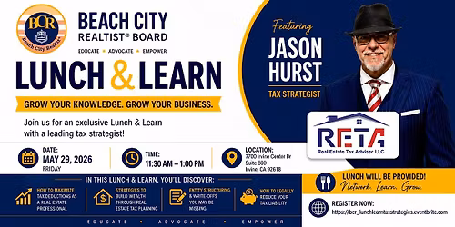 Beach City REALTIST\u00ae Lunch and Learn with Tax Strategist, Jason Hurst