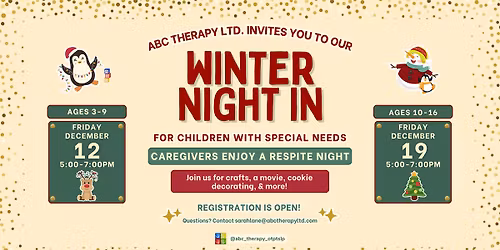 ABC Therapy Winter Night In for Children with Special Needs (ages 10-16)