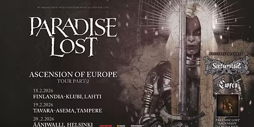 Paradise Lost (UK): Ascension of Europe Tour Part 2, \u00c4\u00e4niwalli, Helsinki 20.2.2026