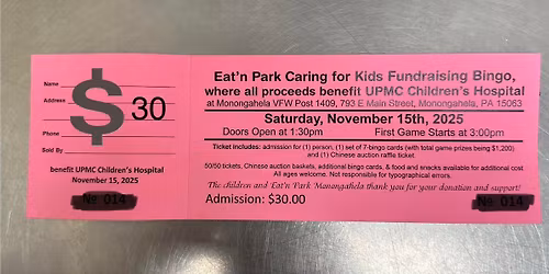 Caring for Kids Fundraising Bingo (Monongahela Eat\u2019n Park)