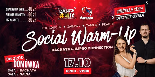 \ud83c\udf7a SOCIAL WARM-UP: Bachata & Impro Connection z Ewel\u0105 i Karolem