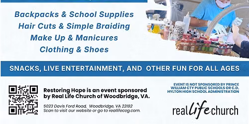 **FREE BACK TO SCHOOL EVENT** Restoring Hope 2026