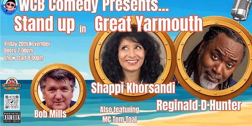 WCB Comedy Special; Shappi Khorsandi, Reginald D Hunter and Bob Mills