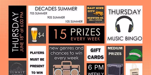 Decades Summer Music Bingo Thursday at Salt Mine City Brewing Co.