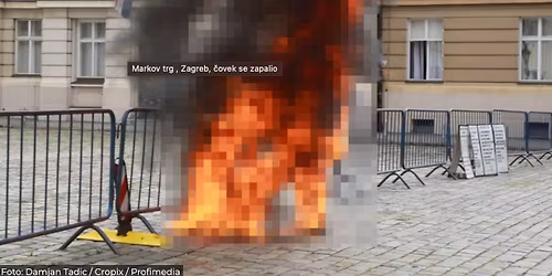 ODAVANJE POSMRTNE PO\u010cASTI hrvatskom branitelju zapaljenom na Banskim Dvorima