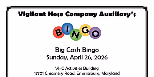 Big cash Bingo - Sunday April 26th