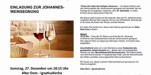 Johanneswein-Segnung und Weinverkostung im Alten Dom