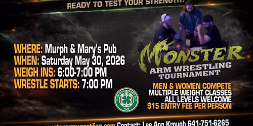 Monster Arm Wrestling Tournament at Murph & Mary's Pub! 