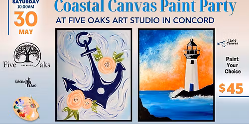 Coastal Canvas Paint Party at Five Oaks Art Studio In Concord