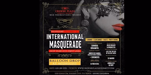 International Masquerade New Years Eve 2026 @ Crowne Plaza Hotel