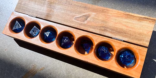 Wooden Dice Box & Resin Dice Set
