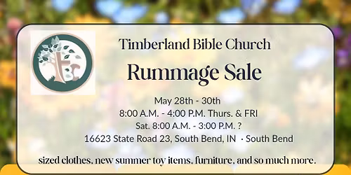 Timberland Bible church Rummage sale 