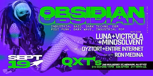 OBSIDIAN, a night of dark electronic, goth, industrial & darkwave music !!!
