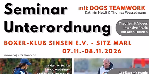 Seminar Unterordnung mit DOGS TEAMWORK \u2013 Kathrin Heldt & Thomas Wesselmann 