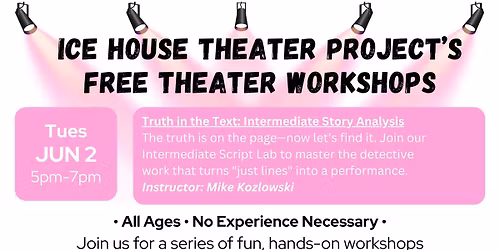 Free Ice House Theater Workshop: The Truth in the Text: Intermediate Story Analysis for Actors