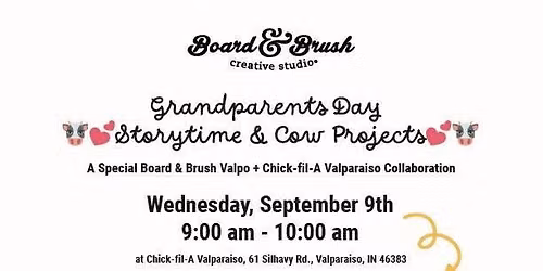 \ud83d\udc2e\ud83d\udc95 Grandparents Day Storytime, Breakfast & Cow Crafts at Chick-fil-A Valpo!\ud83d\udc95\ud83d\udc2e