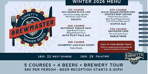 Winter Brewmaster Dinner - Kolsch | Auto Pilot Pale Ale | Scotch Ale