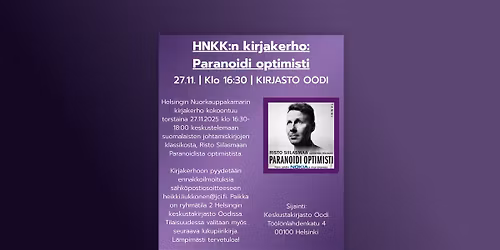 HNKK:n kirjakerho: Paranoidi optimisti