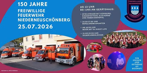 \ud83d\ude92 150 Jahre Freiwillige Feuerwehr Niederneusch\u00f6nberg \ud83d\ude92