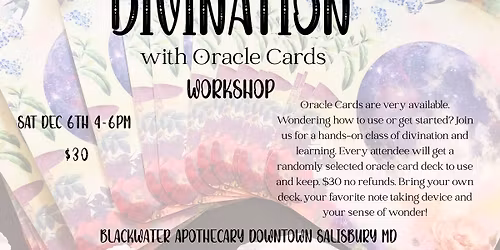 Divination with Oracle Cards Workshop - Sat Dec 6th 4-6pm