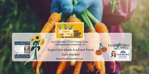 Ghent Farmers Market April-September 1st &3rd Fridays 4-7 PM