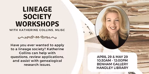 Lineage Society Workshops with Katherine Collins, MLISc