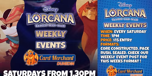 \ud83c\udccf Disney Lorcana Weekly Events \u2013 Saturdays at Card Merchant Dunedin! \ud83c\udccf