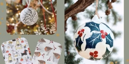 Decoupage Ceramic Christmas Decorations Workshop  