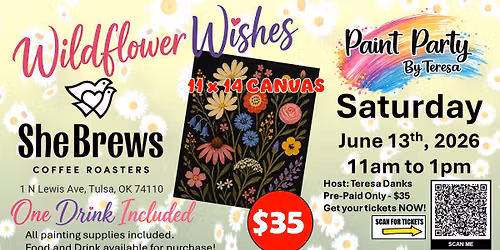 Paint Party - She Brews Tulsa - Wildflower Wishes - $35 per painter