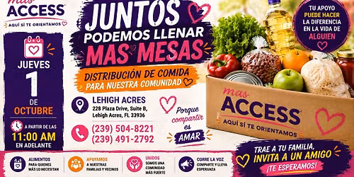 🧡 JUNTOS PODEMOS LLENAR MÁS MESAS | Lehigh Acres – 1 de Octubre