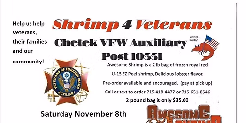 Shrimp 4 Veterans fundraiser for the Chetek VFW Auxiliary