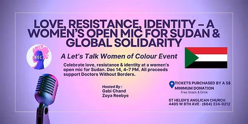 Love, Resistance & Identity: Women\u2019s Open Mic for Sudan